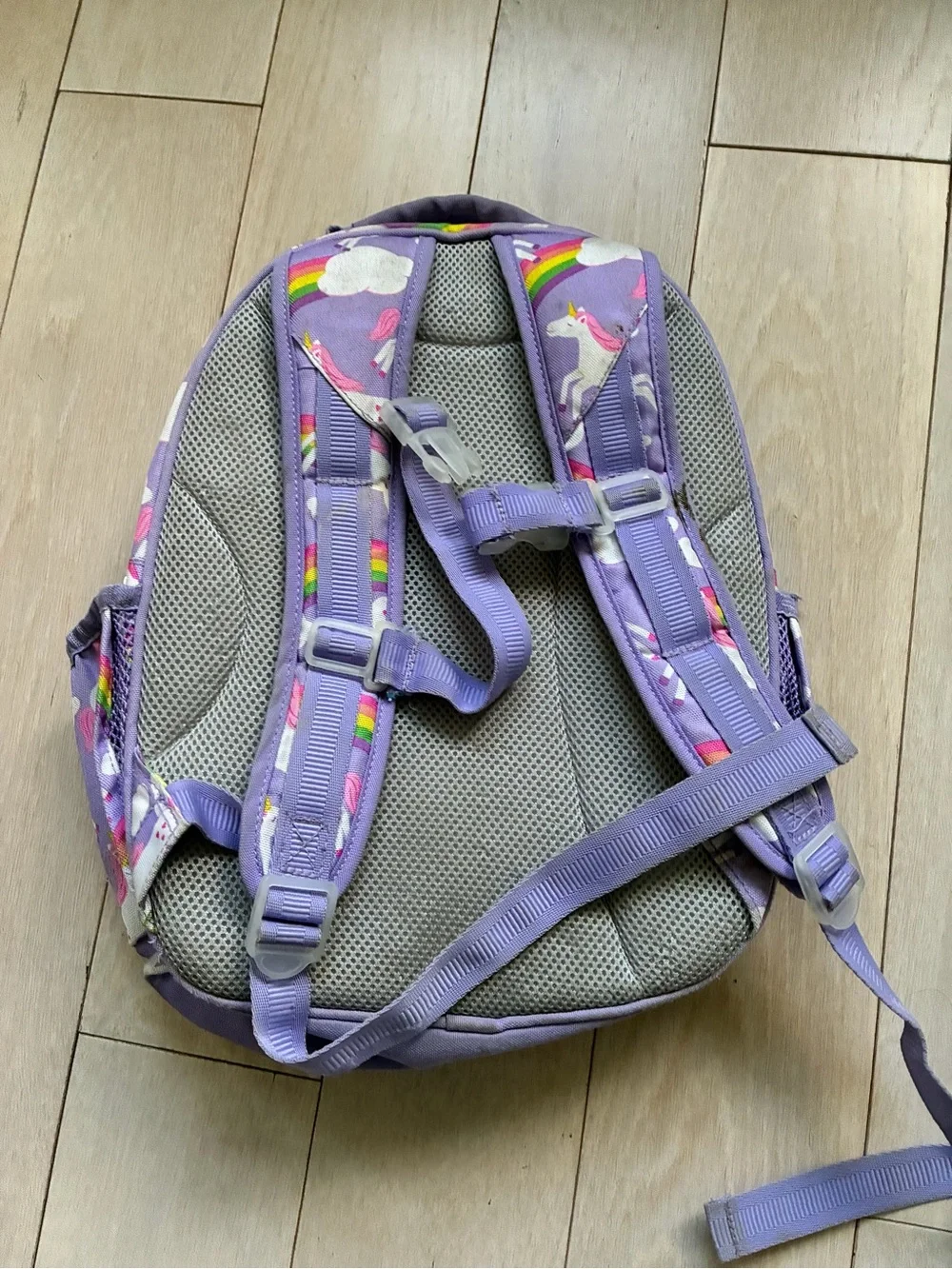 Pottery Barn Purple Unicorn Kids Backpack with Rainbows - GUC